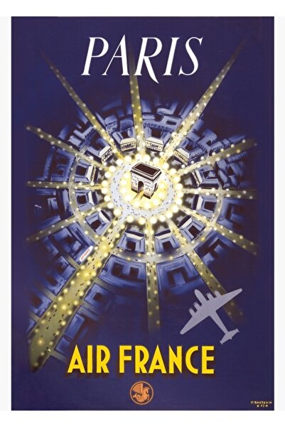 Universal Air France 2 Διακοσμητική Ξύλινη Αφίσα Τέχνης