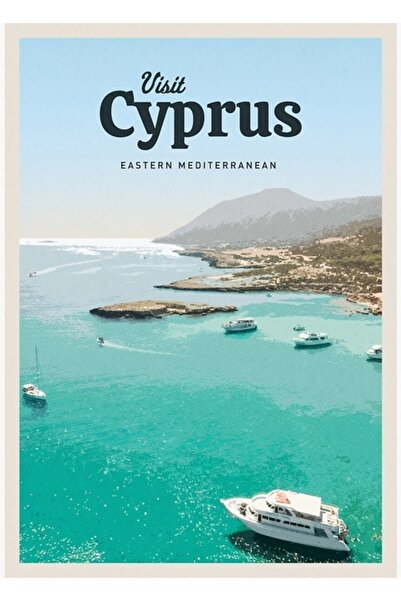 Universal Επισκεφθείτε την Κύπρο Πίνακας ζωγραφικής με ξύλινη αφίσα διακοσμητική