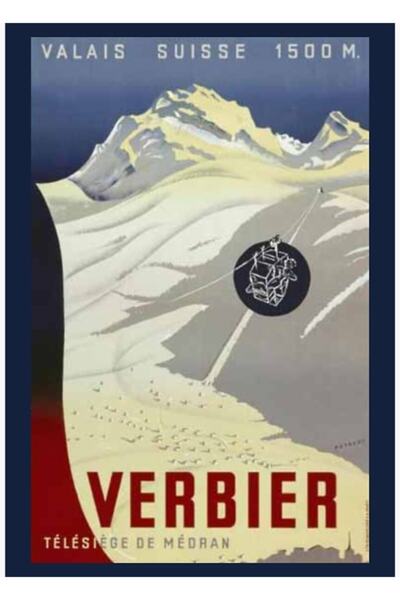 Universal Βερμπιέρ, Ελβετία Ξύλινη διακοσμητική αφίσα ταξιδιωτικού τύπου