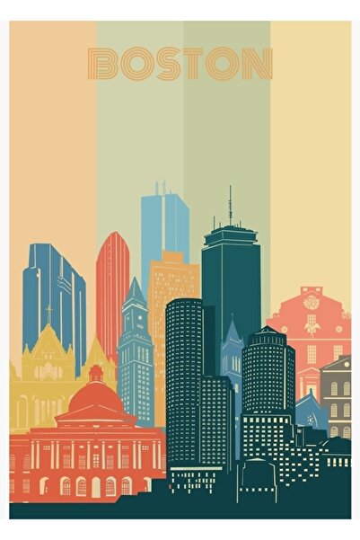 Universal Εικονογράφηση του Τοπίου της Βοστώνης Ξύλινη Διακοσμητική Αφίσα