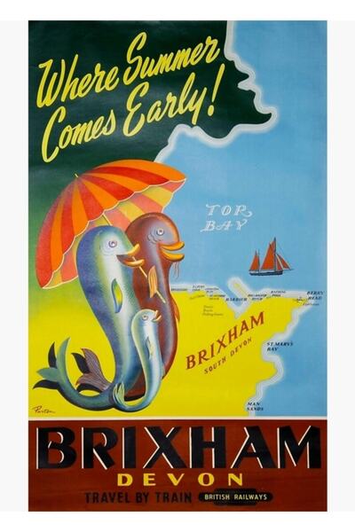 Universal Călătorie - Poster decorativ din lemn cu tablou Brixham