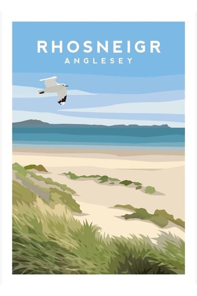 Universal Plaja Rhosneigr, Anglesey - Poster decorativ din lemn pictat, din n...