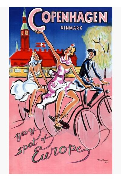 Universal Poster de călătorie Copenhaga, pictat pe lemn, decorativ, restaurat