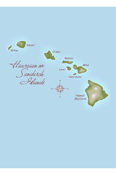 Universal Διακοσμητική ξύλινη αφίσα με εικονογράφηση των νησιών της Χαβάης