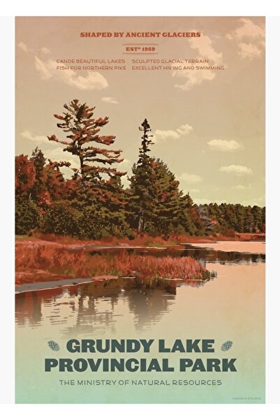 Universal Διακοσμητική ξύλινη αφίσα με εικονογράφηση του πάρκου Grundy Lake, ...