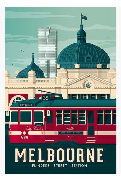 Universal Melbourne Victoria - Stația Flinders Street Poster decorativ din lemn