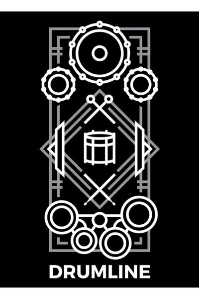 Universal Drumline - Poster decorativ din lemn, alb și gri
