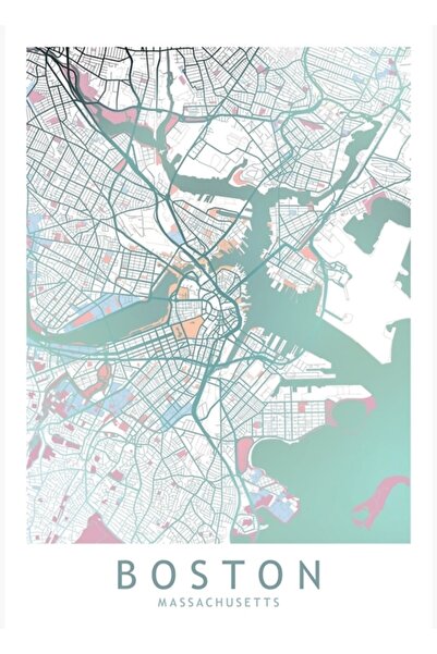 Universal Harta orașului Boston, Statele Unite ale Americii, pictură, poster ...
