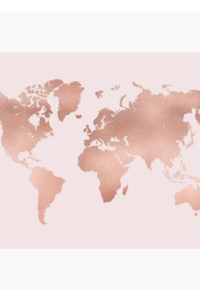 Universal Poster decorativ din lemn cu hartă a lumii în aur roz