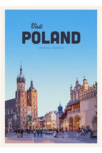 Universal Vizitați Polonia Tablou decorativ cu poster din lemn