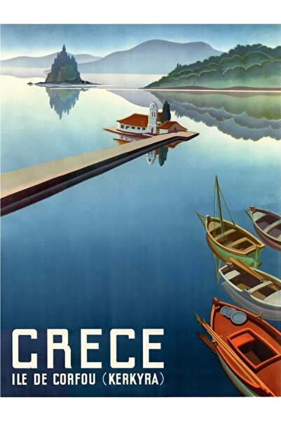 Universal 1949 Κράτηση βάσης για την Κορφού, Ελλάδα Ταξιδιωτική αφίσα ζωγραφι...