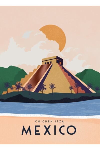 Universal Poster de călătorie în Mexic Chichen Itza Tablo Poster decorativ di...
