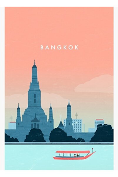 Universal Διακοσμητική ξύλινη αφίσα ταξιδιού στην Μπανγκόκ