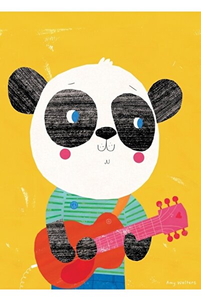 Universal Tablou decorativ din lemn cu panda chitarist - Animal Band