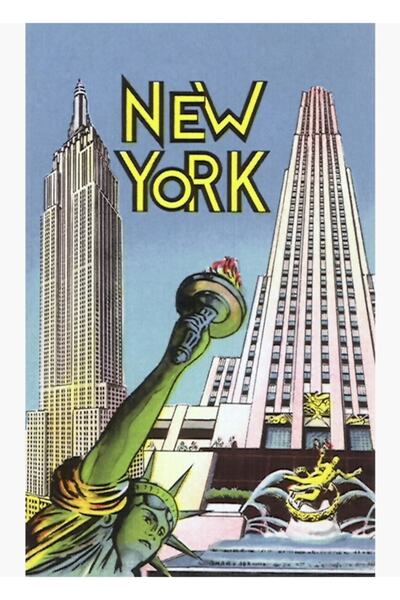 Universal Декоративен дървен плакат-карта за пътуване до Ню Йорк