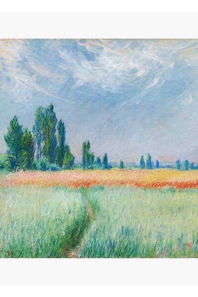 Universal Claude Monet - Tablou cu câmpuri de grâu, poster decorativ din lemn