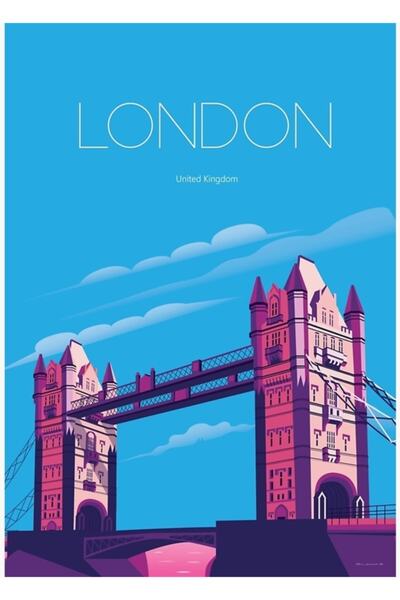 Universal Londra Anglia Banner de călătorie London Bridge Tablou Poster din l...