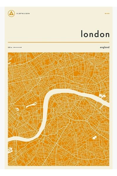 Universal Poster decorativ din lemn cu harta Londrei