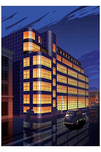 Universal Κτίριο Daily Express, Ξύλινη διακοσμητική αφίσα ζωγραφικής τέχνης τ...