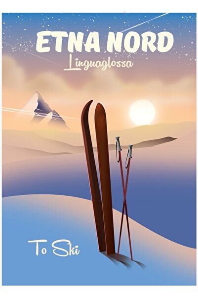 Universal Етна Норд Лингуаглоса Италия Ски Плакат за пътуване Картина Дървен ...