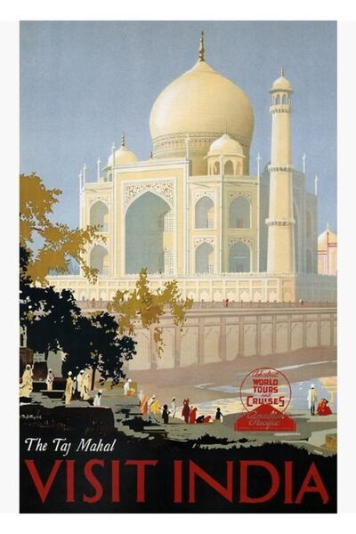 Universal Poster decorativ din lemn cu hartă de călătorie în India