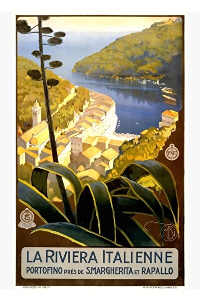 Universal 1920 Ιταλική Ριβιέρα Ταξιδιωτική αφίσα ζωγραφικής Τέχνης Ξύλινη δια...