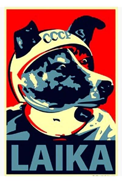 Universal Λάικα, ο διαστημικός εξερευνητής, Ξύλινη διακοσμητική αφίσα ζωγραφι...