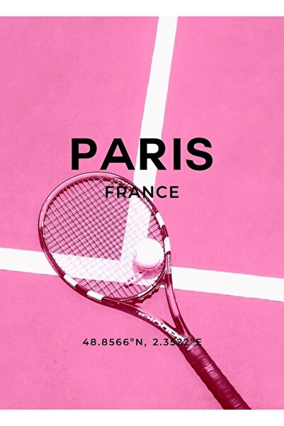 Universal Pembe Tenis Raketi, Tenis Posteri, Tenis Baskısı Tablo Ahşap Poster Dekoratif