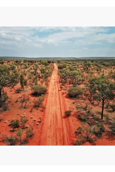 Universal Red Center Australia Outback Airborne Print Tablo Poster din lemn d...