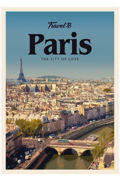 Universal Vizitați Paris Tablo Ahşap Poster Decorative, un poster decorativ d...