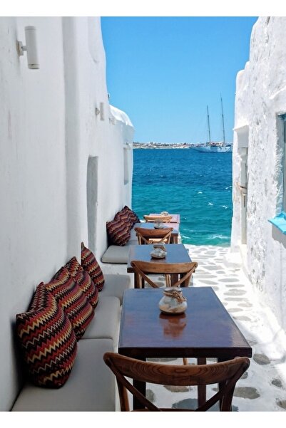 Universal Yunanistan Okyanus Ve Mimari Santorini Tablo Ahşap Poster Dekoratif