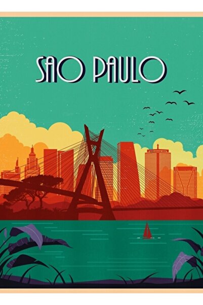 Universal Επιτραπέζια Ξύλινη Αφίσα Διακοσμητική Αφίσα Σάο Πάολο Ταξιδιωτική