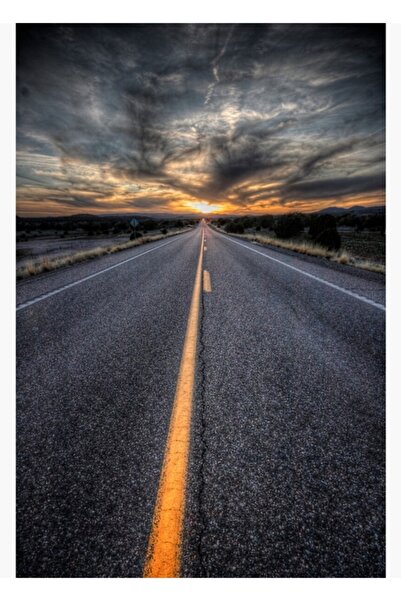 Universal Drum lung spre apusul soarelui Tablou decorativ din lemn