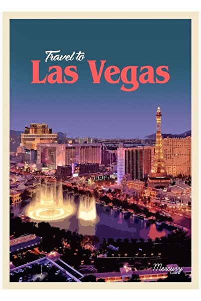 Universal Vizitați Las Vegas Tablou decorativ cu poster din lemn