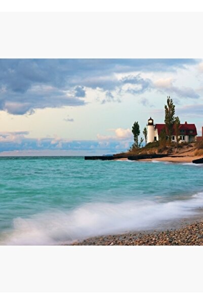 Universal Farul Point Betsie deasupra lacului Michigan, pictură decorativă pe...