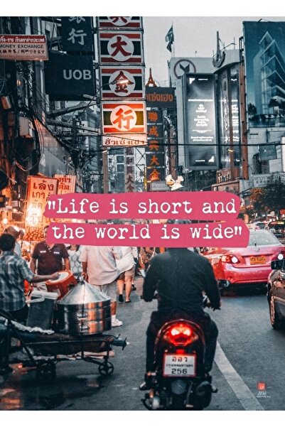 Universal Viața este scurtă și lumea este mare Tablou decorativ din lemn cu p...