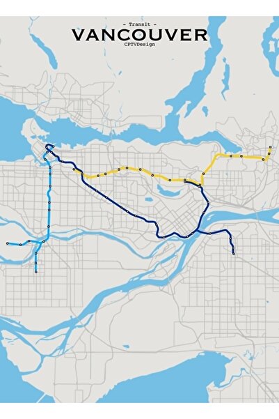 Universal Hartă de transport Vancouver, poster decorativ din lemn