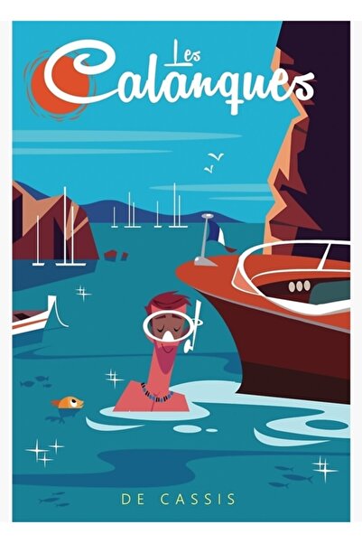 Universal Poster Les Calanques Tablou decorativ din lemn