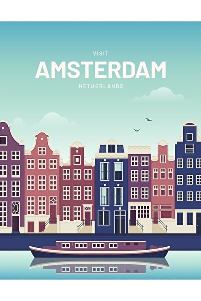 Universal Αμστερνταμ Ολλανδία Διακοσμητική ξύλινη αφίσα με διανυσματικό σχέδιο