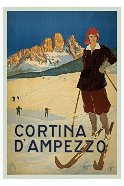 Universal Wpa poster putovanja - Kortina d'Ampečo. Stolni drveni poster dekor...