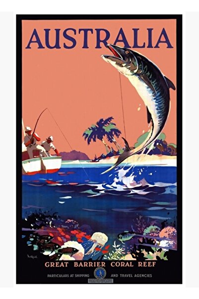 Universal Australia Great Barrier Reef Tablou de călătorie Poster din lemn de...