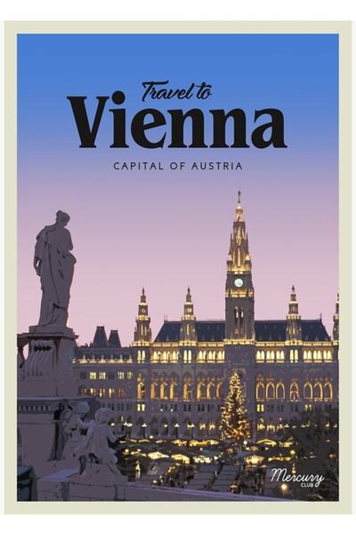 Universal Poster decorativ din lemn cu tablou Viena