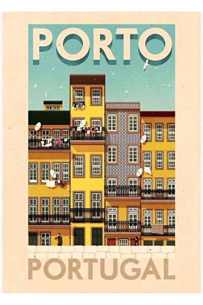 Universal Αφίσες Ταξιδιών - Πόρτο Πορτογαλία Ξύλινη Διακοσμητική Αφίσα Ζωγραφ...