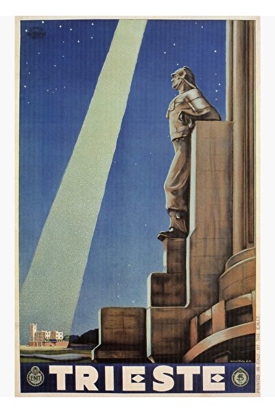 Universal Poster decorativ din lemn Art Deco Trieste, Italia, cu tematică de ...