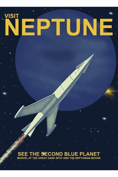 Universal Vizitați Neptun, a doua planetă albastră, tablou decorativ din lemn...