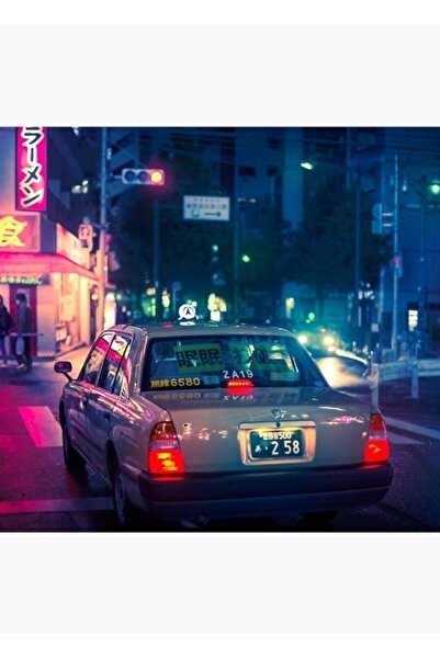 Universal Călătorie cu taxiul la noapte Tablou Poster din lemn decorativ