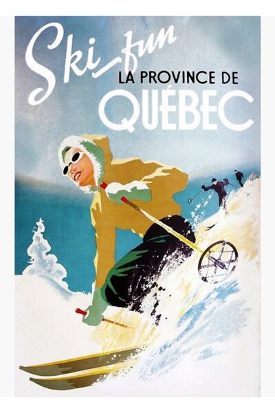 Universal Poster de schi, tablou cu femeie care face schi în Quebec, poster d...