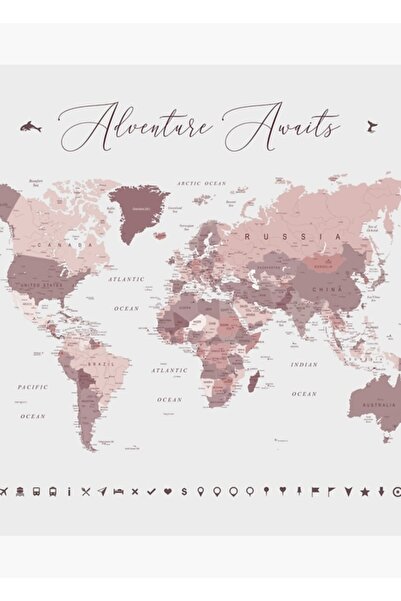 Universal Ροζ Χάρτης του Κόσμου - Η Περιπέτεια Περιμένει, Ξύλινη Διακοσμητική...