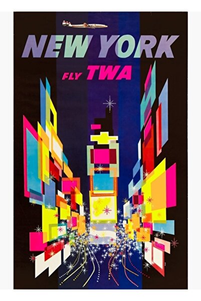 Universal Twa - Tablou decorativ din lemn cu afișul publicitar de călătorie T...