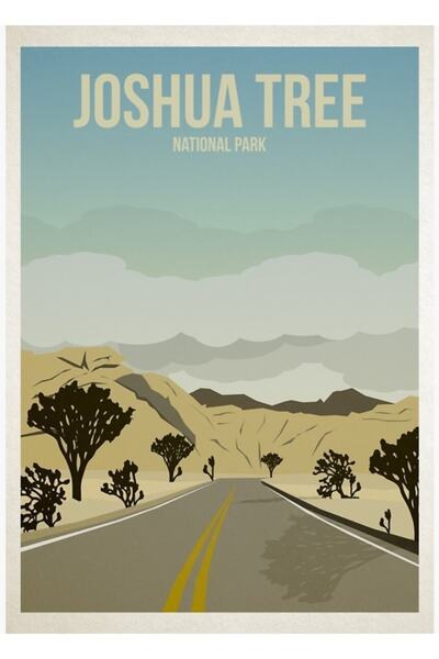 Universal Επιτραπέζια ξύλινη διακοσμητική αφίσα του Εθνικού Πάρκου Joshua Tree